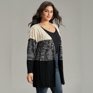 BloomChic Cable Knit Colorblock Cardigan Sweater size 14-16